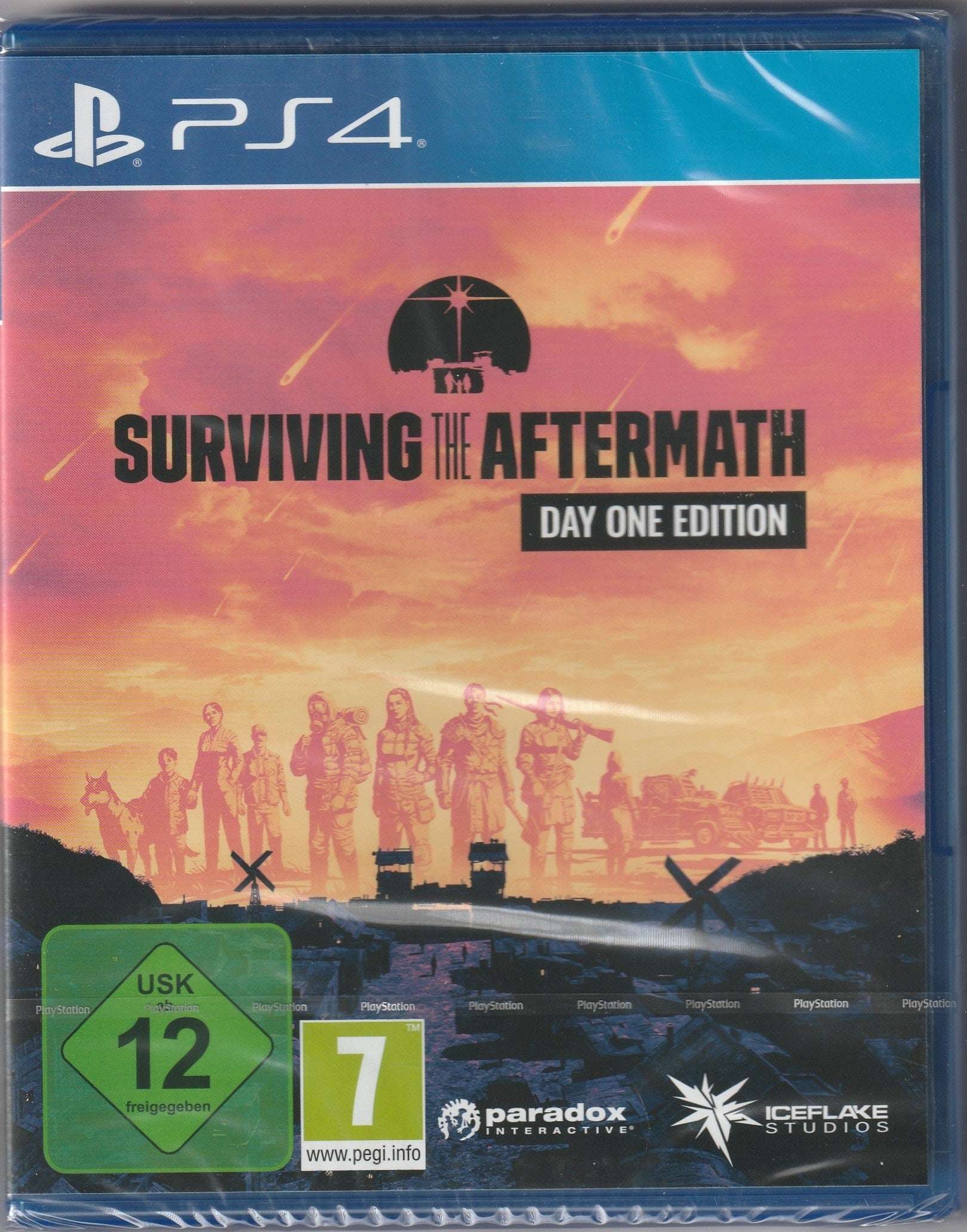 PS4 game cover for "Surviving the Aftermath", Day One Edition.